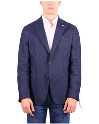 Manuel Ritz - Blaue Leinen Ungefütterte Jacke Drop Otto - Lyst