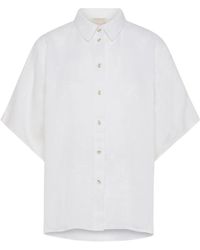Momoní - Camisa de lino con cuello kimono manga corta - Lyst