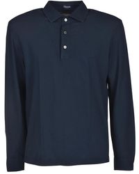 Drumohr - Tops ,Blauw ,Katoen Polo Shirt Met Lange Mouwen - Lyst