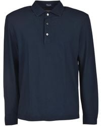 Drumohr - Tops ,Blauw ,Katoen Polo Shirt Met Lange Mouwen - Lyst