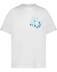 flâneur - Bloesem Print Wit Katoenen T-Shirt - Lyst