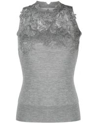 Ermanno Scervino - Top grigio senza maniche in pizzo - Lyst