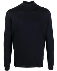 GOES BOTANICAL - Truien & Vesten ,Blauw ,Wol Midnight Merino Wol Coltrui - Lyst