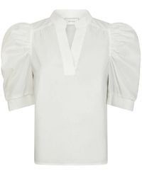 Neo Noir - Witte Poplin Blouse Met Pofmouwen - Lyst