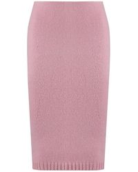 Tom Ford - Rokken ,Roze ,Wol Geribbelde Gebreide Wollen Kasjmier Rok - Lyst