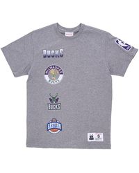Mitchell & Ness - Tops ,Grijs ,Katoen Milwaukee Bucks Nba T-Shirt - Lyst