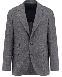 Brunello Cucinelli - Blauer Wollkaschmir Mantel Made - Lyst