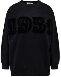 Max Mara - Zwarte Trui Met Geribbelde Manchetten Lange Mouwen - Lyst