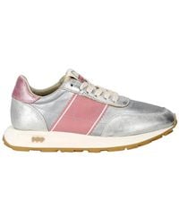 Philippe Model - Silberne ledersneakers mit pinken details - Lyst