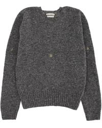 JW Anderson - Truien & Vesten ,Zwart ,Wol Trui Met Ronde Hals En Geborduurde Mouwen - Lyst