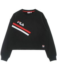 Fila - Schwarze beauty cropped crew sweatshirt leicht - Lyst