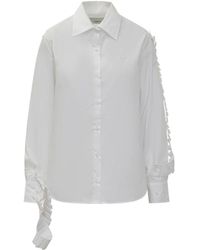 Coperni - Geplooide Katoenen Blouse Met Mouwen - Lyst