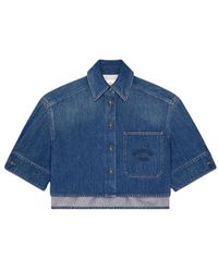 Givenchy - Overhemden ,Blauw ,Katoen Cropped Cocoon Shirt - Lyst