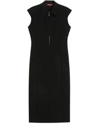 Max Mara - Kleedjes ,Zwart ,Leer Mstalga Midi Jurk - Lyst