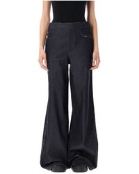 Marni - Blauw Zwart Wide-Leg Denim Broek - Lyst