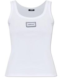 Versace - Geripptes Tanktop Aus Stretch-Baumwolle - Lyst