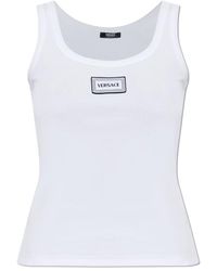 Versace - Geribbelde Stretch Katoenen Tanktop - Lyst