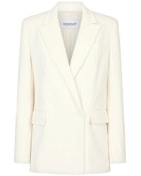 Dondup - Samt doppelreiher blazer offwhite - Lyst