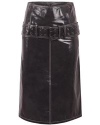 DIESEL - Rokken ,Grijs ,Leer L-Ascar Midi Rok - Lyst
