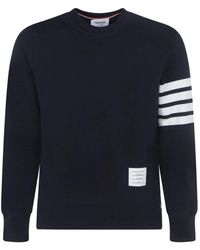 Thom Browne - Blauwe Sweater Met 4-Bar Streep - Lyst