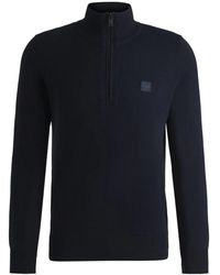 BOSS - Truien & Vesten ,Blauw ,Katoen Kanobix Half-Zip Pullover - Lyst