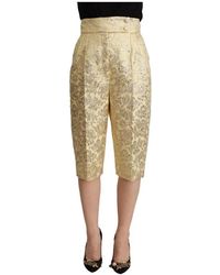 Dolce & Gabbana - Floral brocade high waist cropped hose - Lyst