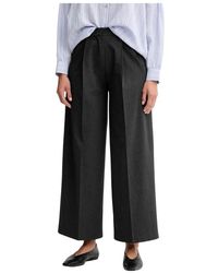 Sessun - Broeken ,Grijs ,Polyester Broek Met Wijde Pijpen En Plooien - Lyst