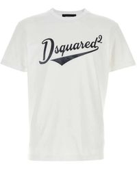 DSquared² - Tops ,Wit ,Katoen Cool Fit Katoenen T-Shirt Met Logoprint - Lyst