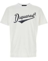 DSquared² - Tops ,Wit ,Katoen Cool Fit Katoenen T-Shirt Met Logoprint - Lyst