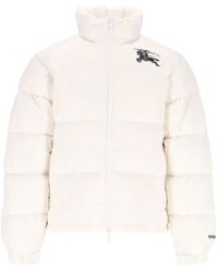 Burberry - Jassen ,Wit ,Leer Highlands Puffer Jacket - Lyst