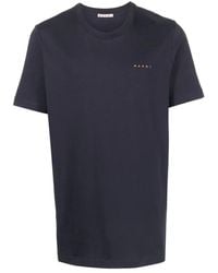 Marni - T-shirt e polo blu a maniche corte ricamo del logo - Lyst