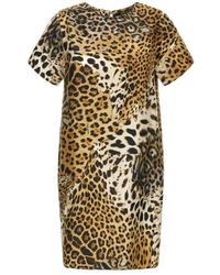 Roberto Cavalli - Kleedjes ,Bruin ,Jaguar Print Jurk Lichtbruin Vrouw - Lyst