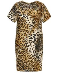 Roberto Cavalli - Kleedjes ,Bruin ,Jaguar Print Jurk Lichtbruin Vrouw - Lyst