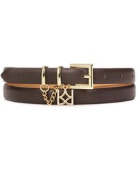 Kazar - Accessoires ,Bruin ,Leer Bruine Riem Versierd Met Ketting - Lyst