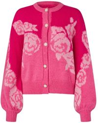Crās - Rosa Strickjacke Mit Rosen-Details - Lyst