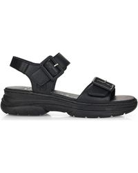 Rieker - Schoenen ,Zwart ,Zwarte Casual Platte Sandalen - Lyst