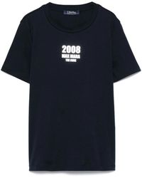 Max Mara - Tops ,Blauw ,Katoen Blauw T-Shirt Met Logo Print En Ronde Hals - Lyst
