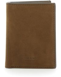 Tom Ford - Nubuck T Line Opvouwbare Kaarthouder - Lyst