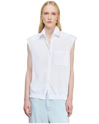 Semicouture - Witte Katoenen Gilet Met Knopen Aan De Voorkant - Lyst