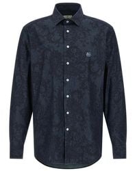 Etro - Overhemden ,Blauw ,Katoen Paisley Print Shirt - Lyst