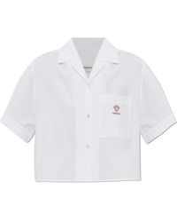 Versace - Overhemden ,Wit ,Katoen Cotton-Poplin Crop Shirt - Lyst