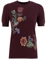 Etro - Bloemen Jacquard Wollen Trui - Lyst