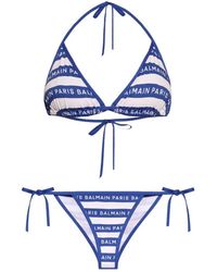 Balmain - Blauwe Triangel Bikini - Lyst