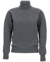 Drumohr - Truien & Vesten ,Grijs ,Wol Grijze Geribbelde Coltrui Sweater - Lyst