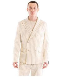 Paolo Pecora - Jassen ,Katoen Gestreepte Double-Breasted Jas - Lyst