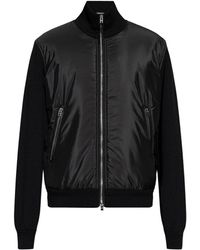 Tom Ford - Truien & Vesten ,Zwart ,Leer Cardigan Met Geïsoleerde Voorkant - Lyst