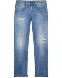 Dondup - Jeans ,Blauw ,Denim Slim Fit Denim Jeans Met Rip-Details - Lyst