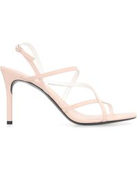 Tory Burch - Schoenen ,Roze ,Leer Verstelbare Leren Sandalen Met Vierkante Neus - Lyst