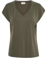 Kaffe - Tops ,Groen ,Polyester Grape Leaf T-Shirt Top - Lyst