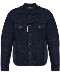 DSquared² - Truien & Vesten ,Blauw ,Wol Wollen Vest - Lyst